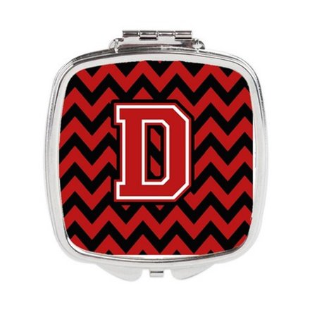 CAROLINES TREASURES Letter D Chevron Black and Red Compact Mirror CJ1047-DSCM